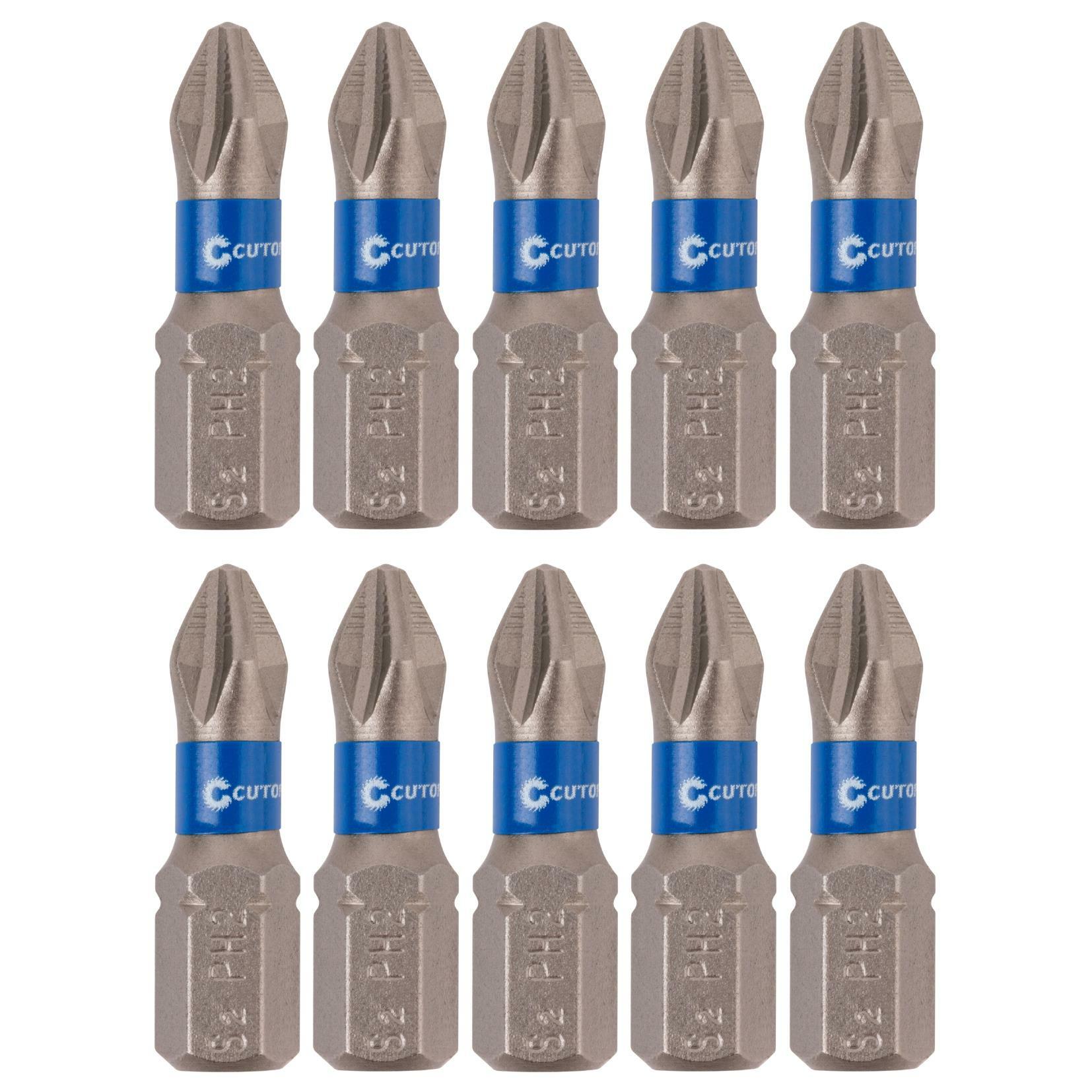 10 pieces – Steel bit set PH2, 25-150 mm, Cutop Profi